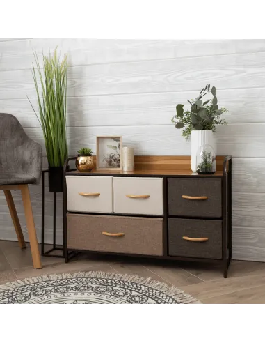 Comodă HAZEL TYP 4 pentru dormitor/hol, 80x78.5x29 cm, MDF/metal/textil | MobilaOK