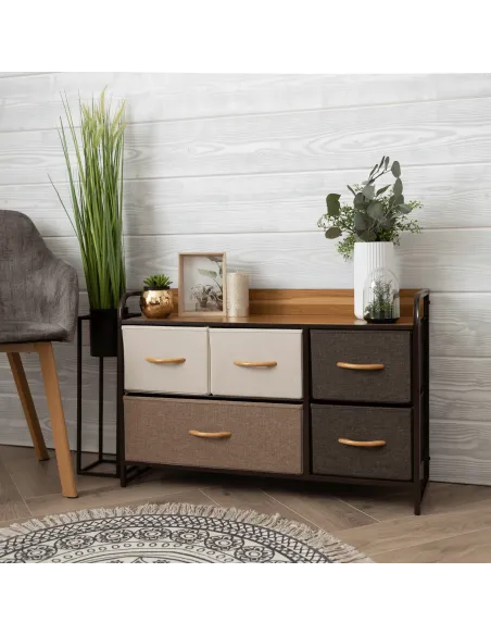 Comodă HAZEL TYP 4 pentru dormitor/hol, 80x78.5x29 cm, MDF/metal/textil | MobilaOK