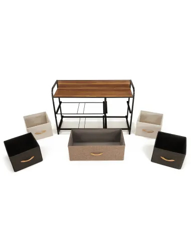 Comodă HAZEL TYP 4 pentru dormitor/hol, 80x78.5x29 cm, MDF/metal/textil | MobilaOK