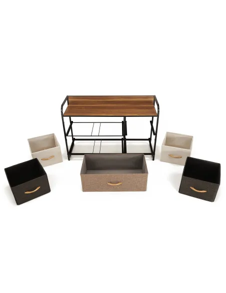 Comodă HAZEL TYP 4 pentru dormitor/hol, 80x78.5x29 cm, MDF/metal/textil | MobilaOK