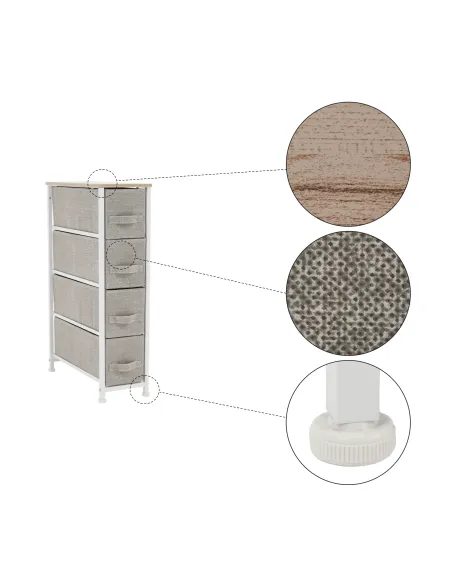Comodă OFELIA TYP 2 dormitor/hol, 20x75.5x48 cm, MDF/metal/textil | MobilaOK