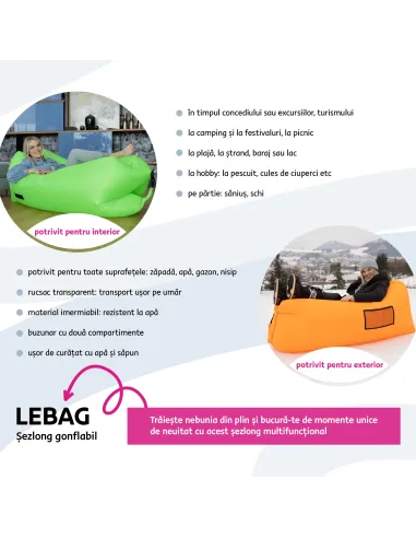 Geantă scaun gonflabilă LEBAG, interior/exterior, 50x70 cm (neflat), nailon | MobilaOK
