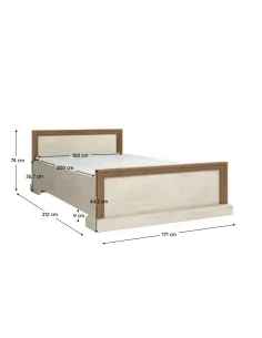 Pat, ROYAL L1, dormitor, 160x200, PAL melaminat cu finisaj pin nordic/stejar sălbatic | MobilaOK 2