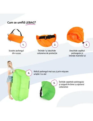 Geantă scaun gonflabilă LEBAG, interior/exterior, 50x70 cm (neflat), nailon | MobilaOK