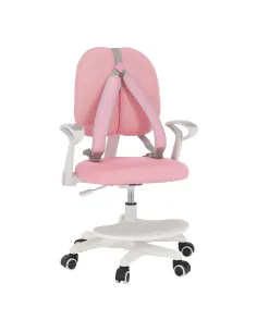 Scaun birou ANAIS, roz/alb, 58x55x83-102 cm, plastic și plasă | MobilaOK