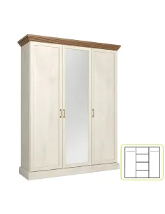Dulap, ROYAL S3D, living/dormitor, 154x197x60 cm, PAL melaminat pin nordic/stejar sălbatic | MobilaOK