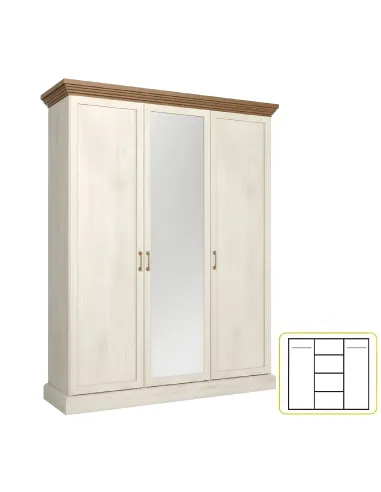 Dulap, ROYAL S3D, living/dormitor, 154x197x60 cm, PAL melaminat pin nordic/stejar sălbatic | MobilaOK
