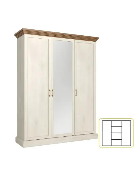 Dulap, ROYAL S3D, living/dormitor, 154x197x60 cm, PAL melaminat pin nordic/stejar sălbatic | MobilaOK