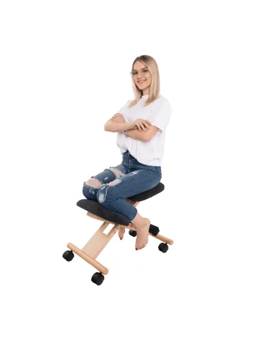 Scaun ergonomic KONDELA, birou, 46x65x56-72 cm, lemn fag și țesătură | MobilaOK