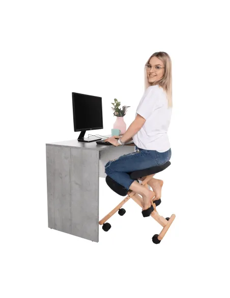 Scaun ergonomic KONDELA, birou, 46x65x56-72 cm, lemn fag și țesătură | MobilaOK