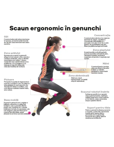 Scaun ergonomic KONDELA, birou, 46x65x52-72 cm, ţesătură şi lemn fag | MobilaOK