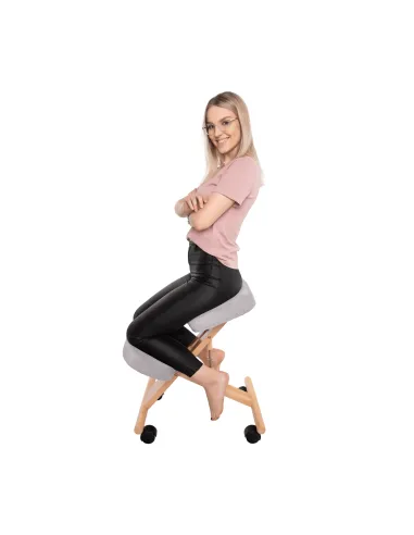 Scaun ergonomic KONDELA, birou, 46x65x52-72 cm, ţesătură şi lemn fag | MobilaOK