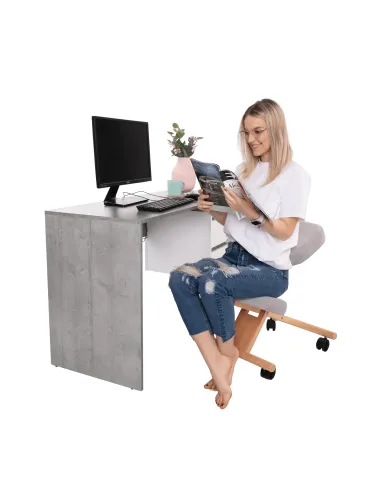 Scaun ergonomic KONDELA, birou, 46x65x52-72 cm, ţesătură şi lemn fag | MobilaOK