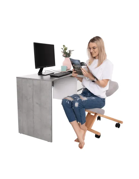 Scaun ergonomic KONDELA, birou, 46x65x52-72 cm, ţesătură şi lemn fag | MobilaOK