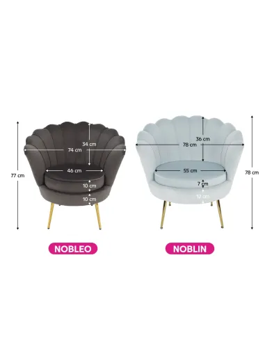 Fotoliu NOBLIN KONDELA living, 76x78x78 cm, catifea Velvet/metal | MobilaOK
