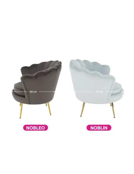 Fotoliu NOBLIN KONDELA living, 76x78x78 cm, catifea Velvet/metal | MobilaOK