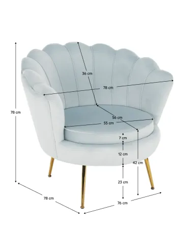 Fotoliu NOBLIN KONDELA living, 76x78x78 cm, catifea Velvet/metal | MobilaOK