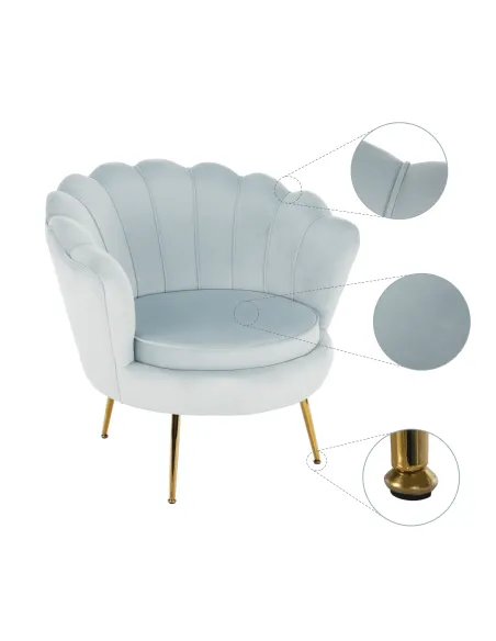 Fotoliu NOBLIN KONDELA living, 76x78x78 cm, catifea Velvet/metal | MobilaOK