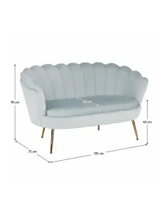 Bancă NOBLIN, hol/intrare, 135x75x78 cm, Catifea Velvet/Metal crom auriu | MobilaOK 2