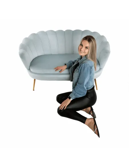 Bancă NOBLIN, hol/intrare, 135x75x78 cm, Catifea Velvet/Metal crom auriu | MobilaOK