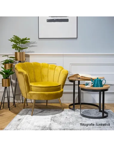Fotoliu NOBLIN KONDELA, living/dormitor/birou, 76x78x78 cm, catifea Velvet/metal | MobilaOK
