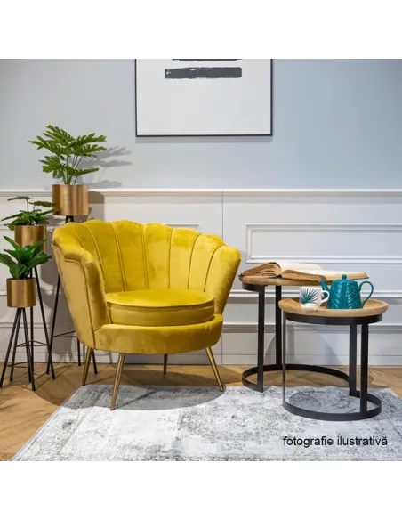 Fotoliu NOBLIN KONDELA, living/dormitor/birou, 76x78x78 cm, catifea Velvet/metal | MobilaOK