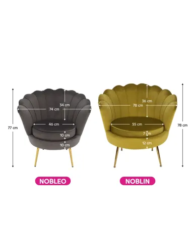 Fotoliu NOBLIN KONDELA, living/dormitor/birou, 76x78x78 cm, catifea Velvet/metal | MobilaOK