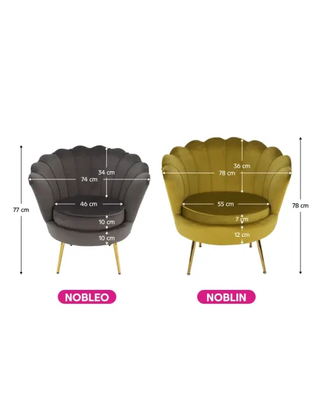 Fotoliu NOBLIN KONDELA, living/dormitor/birou, 76x78x78 cm, catifea Velvet/metal | MobilaOK