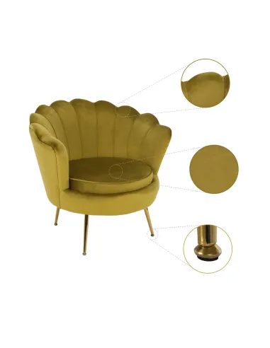 Fotoliu NOBLIN KONDELA, living/dormitor/birou, 76x78x78 cm, catifea Velvet/metal | MobilaOK