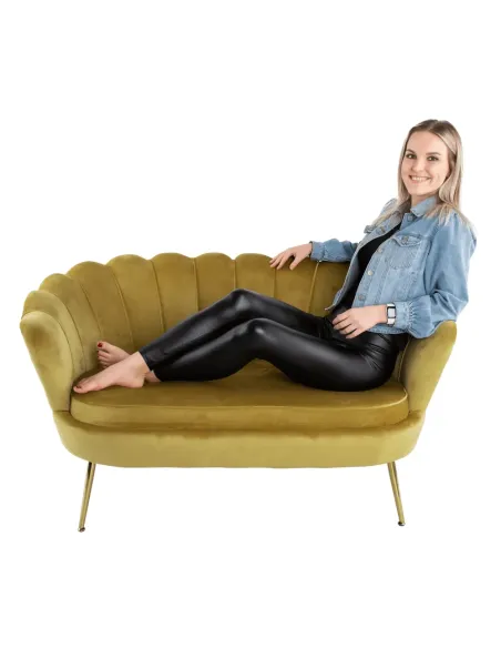 Bancă NOBLIN Art-deco, hol/dormitor, 135x75x78 cm, catifea velvet/metal auriu | MobilaOK
