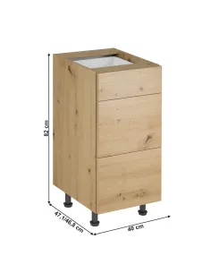 Dulap de jos LANGEN D40S3 P, bucătărie/hol, 40x47x82 cm, PAL laminat stejar | MobilaOK 2