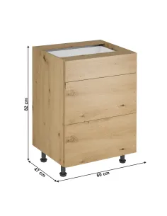 Dulap de jos LANGEN, living/hol/birou, 60x47x82 cm, PAL laminat stejar | MobilaOK 2