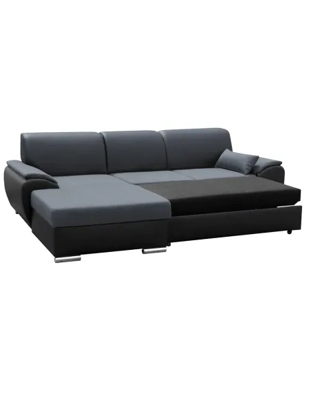 Colţar extensibil, negru/gri închis, model stânga, EMILY | MobilaOK