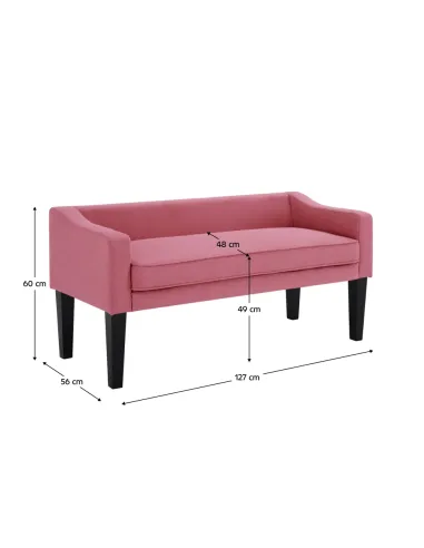 Bancă FIRONA hol/dormitor 127x56x60 cm textil și lemn | MobilaOK