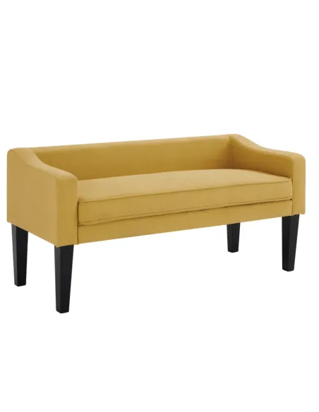 Bancă FIRONA, galben, hol/dormitor, 127x56x60 cm, lemn și textil | MobilaOK