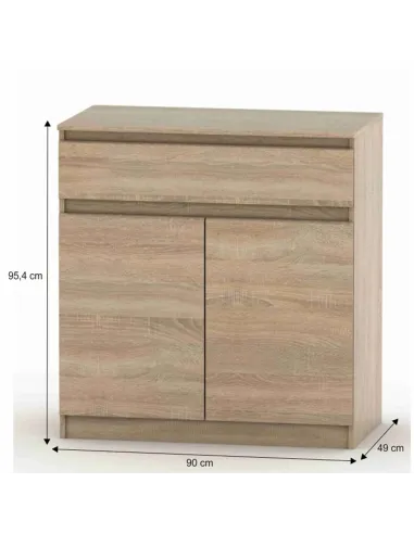 Comodă HANY NEW 007 pentru dormitor/hol, 90x49x95.4 cm, PAL melaminat stejar sonoma | MobilaOK