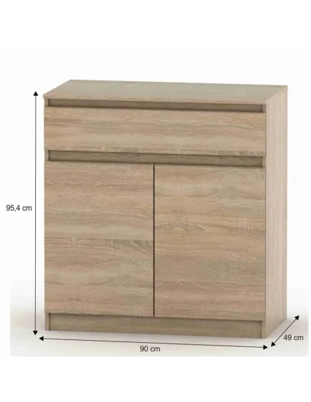 Comodă HANY NEW 007 pentru dormitor/hol, 90x49x95.4 cm, PAL melaminat stejar sonoma | MobilaOK