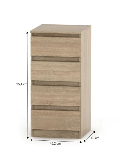 Comodă HANY NEW 009 dormitor 45.2x49x95.4 cm PAL laminat stejar sonoma | MobilaOK