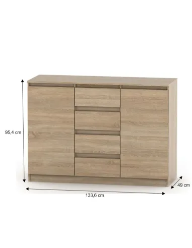 Comodă HANY NEW 010 pentru dormitor/hol, 133.6x49x95.4 cm, PAL laminat stejar sonoma | MobilaOK