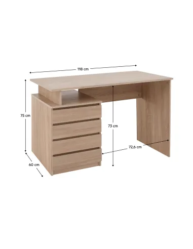 Masă PC HANY NEW, birou, 118x75x60 cm, PAL melaminat | MobilaOK