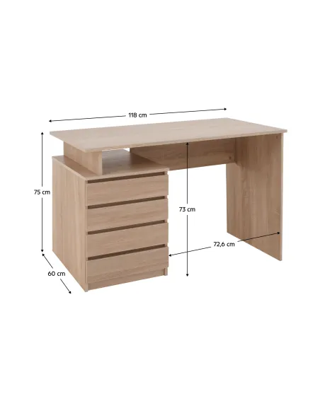 Masă PC HANY NEW, birou, 118x75x60 cm, PAL melaminat | MobilaOK