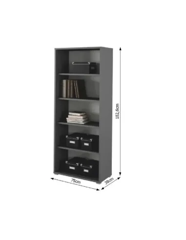 Dulap biblioraft RIOMA NEW TYP 03, birou/sala, 75x182.6x38 cm, PAL melaminat | MobilaOK