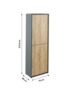 Dulap RIOMA NEW TYPE 5 pentru dormitor/hol, 75x38x217.8 cm, PAL melaminat | MobilaOK 2