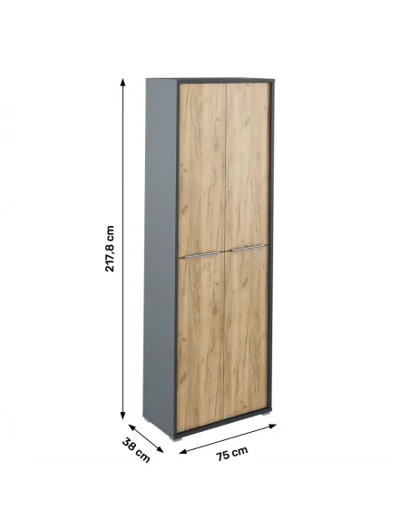 Dulap RIOMA NEW TYPE 5 pentru dormitor/hol, 75x38x217.8 cm, PAL melaminat | MobilaOK