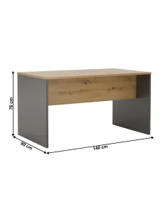 Masă de birou, grafit/stejar artisan, RIOMA NEW TYP 11 | MobilaOK 2