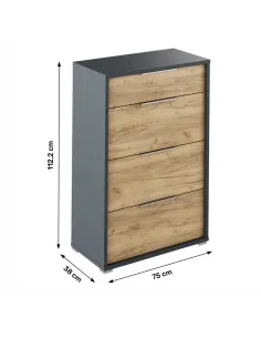 Scrin RIOMA NEW TYP 22, dormitor/living, 75x38x112.2 cm, PAL melaminat | MobilaOK 2