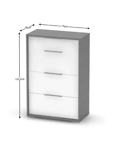 Comodă RIOMA NEW TIP 22, dormitor/hol, 75x38x112 cm, PAL melaminat | MobilaOK