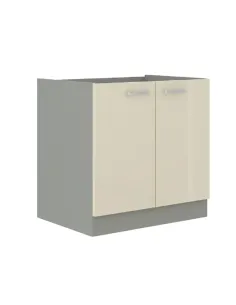 Dulap inferior pentru chiuvetă, crem extra lucios, PRADO 80 ZL 2F BB | MobilaOK