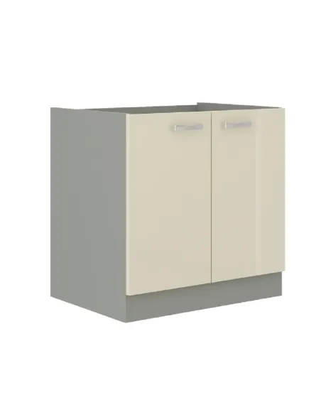 Dulap inferior pentru chiuvetă, crem extra lucios, PRADO 80 ZL 2F BB | MobilaOK