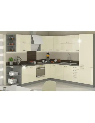 Dulap inferior pentru chiuvetă, crem extra lucios, PRADO 80 ZL 2F BB | MobilaOK